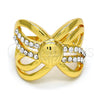 Anillo Multi Piedra 01.241.0037.08 Oro Laminado, con Blanca Cristal, Pulido, Tono Dorado (Size 8)