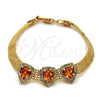 Pulsera Elegante 5.021.005.3 Oro Laminado, Diseño de Corazón, con Topacio and Blanca Zirconia Cubica, Pulido, Tono Dorado (10 MM Thickness, 8 Inches Length)