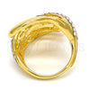 Anillo Multi Piedra 01.241.0041.08 Oro Laminado, con Blanca Cristal, Pulido, Tono Dorado (Size 8)