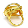 Anillo Multi Piedra 01.241.0055.09 Oro Laminado, con Blanca Cristal, Pulido, Tono Dorado (Size 9)