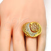 Anillo Multi Piedra 01.241.0042.10 Oro Laminado, con Blanca Cristal, Pulido, Tono Dorado (Size 10)