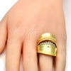 Anillo Multi Piedra 01.241.0043.08 Oro Laminado, con Blanca Cristal, Pulido, Tono Dorado (Size 8)