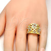Anillo Multi Piedra 01.241.0044.08 Oro Laminado, con Blanca Cristal, Pulido, Tono Dorado (Size 8)
