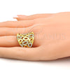 Anillo Multi Piedra 01.241.0044.08 Oro Laminado, con Blanca Cristal, Pulido, Tono Dorado (Size 8)