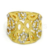 Anillo Multi Piedra 01.241.0044.08 Oro Laminado, con Blanca Cristal, Pulido, Tono Dorado (Size 8)