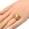 Anillo Multi Piedra 01.241.0050.09 Oro Laminado, con Blanca Cristal, Pulido, Tono Dorado (Size 9)