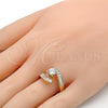 Anillo Multi Piedra 01.213.0001.08 Oro Laminado, con Blanca Zirconia Cubica, Pulido, Tono Dorado (Size 8)