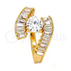 Anillo Multi Piedra 01.213.0001.08 Oro Laminado, con Blanca Zirconia Cubica, Pulido, Tono Dorado (Size 8)
