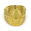 Anillo de Hombre 01.185.0009.12 Oro Laminado, Pulido, Tono Dorado (Size 12)