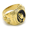 Anillo de Hombre 01.185.0010.10 Oro Laminado, Diseño de Manos y Pajaro, Esmaltado Negro, Tono Dorado (Size 10)