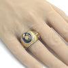 Anillo de Hombre 01.185.0010.12 Oro Laminado, Diseño de Manos y Pajaro, Esmaltado Negro, Tono Dorado (Size 12)