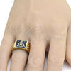 Anillo de Hombre 01.185.0011.09 Oro Laminado, Esmaltado Negro, Tono Dorado (Size 9)