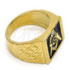 Anillo de Hombre 01.185.0011.11 Oro Laminado, Esmaltado Negro, Tono Dorado (Size 11)