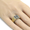 Anillo de Hombre 01.185.0011.12 Oro Laminado, Esmaltado Negro, Tono Dorado (Size 12)