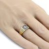 Anillo de Hombre 01.185.0012.12 Oro Laminado, con Blanca Cristal, Esmaltado Negro, Tono Dorado (Size 12)