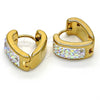 Argolla Huggie 02.230.0014.15 Acero Inoxidable, Diseño de Corazón, con Blanca Cristal, Pulido, Tono Dorado