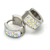 Argolla Huggie 02.230.0018.15 Acero Inoxidable, con Blanca Cristal, Pulido, Tono Plateado