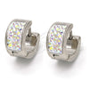 Argolla Huggie 02.230.0018.15 Acero Inoxidable, con Blanca Cristal, Pulido, Tono Plateado
