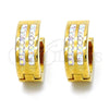 Argolla Huggie 02.230.0021.1.15 Acero Inoxidable, con Blanca Cristal, Pulido, Tono Dorado
