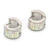 Argolla Huggie 02.230.0023.15 Acero Inoxidable, con Blanca Cristal, Pulido, Tono Plateado