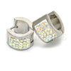 Argolla Huggie 02.230.0023.15 Acero Inoxidable, con Blanca Cristal, Pulido, Tono Plateado