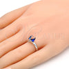 Anillo Multi Piedra 01.239.0003.2 Rodio Laminado, con Swarovski Elements Bermuda Blue, Pulido, Rodinado (Talla Unica)