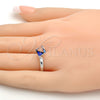 Anillo Multi Piedra 01.239.0003.2 Rodio Laminado, con Swarovski Elements Bermuda Blue, Pulido, Rodinado (Talla Unica)