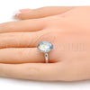 Anillo Multi Piedra 01.239.0008.1 Rodio Laminado, con Swarovski Elements Blue Shade, Pulido, Rodinado (Talla Unica)