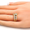 Anillo Multi Piedra 01.99.0056.09 Oro Laminado, con Blanca Zirconia Cubica, Pulido, Tono Dorado (Size 9)