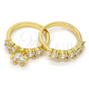 Anillo Multi Piedra 01.99.0056.09 Oro Laminado, con Blanca Zirconia Cubica, Pulido, Tono Dorado (Size 9)