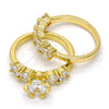 Anillo Multi Piedra 01.99.0056.09 Oro Laminado, con Blanca Zirconia Cubica, Pulido, Tono Dorado (Size 9)
