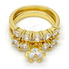 Anillo Multi Piedra 01.99.0056.09 Oro Laminado, con Blanca Zirconia Cubica, Pulido, Tono Dorado (Size 9)