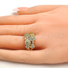 Anillo Multi Piedra 01.99.0059.09 Oro Laminado, con Blanca Micro Pave, Pulido, Tono Dorado (Size 9)