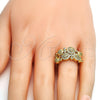 Anillo Multi Piedra 01.99.0059.09 Oro Laminado, con Blanca Micro Pave, Pulido, Tono Dorado (Size 9)