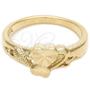 Anillo Elegante 01.63.0554.08 Oro Laminado, Diseño de Corazón, Diamantado, Tono Dorado (Size 8)