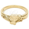 Anillo Elegante 01.63.0554.09 Oro Laminado, Diseño de Corazón, Diamantado, Tono Dorado (Size 9)