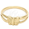 Anillo Elegante 01.63.0556.09 Oro Laminado, Diseño de Mariposa, Diamantado, Tono Dorado (Size 9)