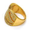 Anillo Multi Piedra 01.266.0004.07 Oro Laminado, con Blanca Micro Pave, Pulido, Tono Dorado (Size 7)