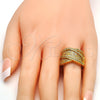 Anillo Multi Piedra 01.266.0004.09 Oro Laminado, con Blanca Micro Pave, Pulido, Tono Dorado (Size 9)