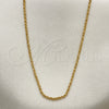 Gargantilla Basica 04.118.0112.28 Oro Laminado, Diseño de Rope, Diamantado, Tono Dorado (05 MM Thickness, 28 Inches Length)