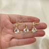 Juego de Arete y Dije de Adulto 10.63.0586 Oro Laminado, con Blanca Zirconia Cubica, Pulido, Tono Dorado
