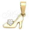 Dije Elegante 05.163.0057 Oro Laminado, Diseño de Zapato, con Blanca Cristal, Esmaltado Blanco, Tono Dorado