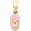 Dije Elegante 05.163.0058 Oro Laminado, Diseño de Zapato, Esmaltado Rosado, Tono Dorado