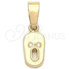 Dije Elegante 05.163.0058.1 Oro Laminado, Diseño de Zapato, Esmaltado Blanco, Tono Dorado