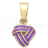 Dije Elegante 05.163.0059.3 Oro Laminado, Diseño de Nudo, Esmaltado Violeta, Tono Dorado