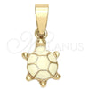 Dije Elegante 05.163.0062 Oro Laminado, Diseño de Tortuga, Esmaltado Blanco, Tono Dorado