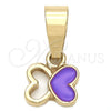 Dije Elegante 05.163.0063.1 Oro Laminado, Diseño de Mariposa, Esmaltado Violeta, Tono Dorado