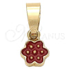 Dije Elegante 05.163.0067.3 Oro Laminado, Diseño de Flor, Esmaltado Rojo, Tono Dorado