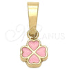 Dije Elegante 05.163.0068.1 Oro Laminado, Diseño de Flor, Esmaltado Rosado, Tono Dorado