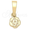 Dije Elegante 05.163.0071 Oro Laminado, Diseño de Flor, Esmaltado Blanco, Tono Dorado
